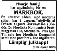 Märkbok av Augusta Abrahamsson - Utgåva 1 - Dagny 1909-12-16