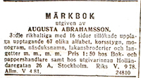 Märkbok av Augusta Abrahamsson - Utgåva 3 - 1912-12-15