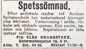 Annons - SVD 1914-01-12 Spetssömnad